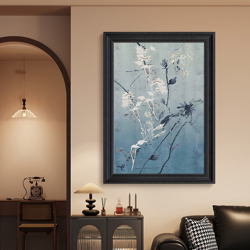 抽象植物花卉入户玄关复s古装饰画中古风挂画客厅餐厅美式手绘油图片