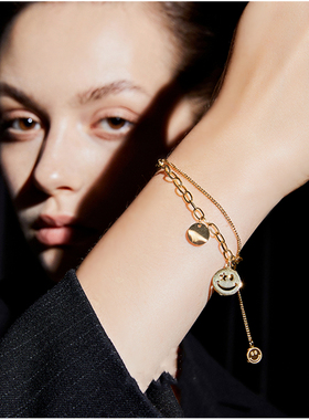 笑脸手链女高级感气质手镯韩国新款小众设计潮冷淡风配饰品百搭