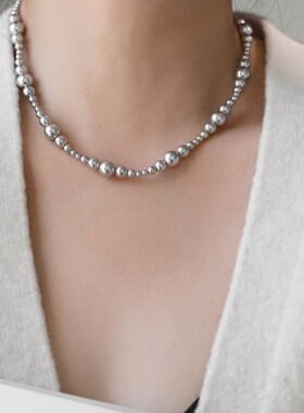 小众设计优雅白珍珠间隔串珠潮酷个性复古项链女卫衣配饰礼物