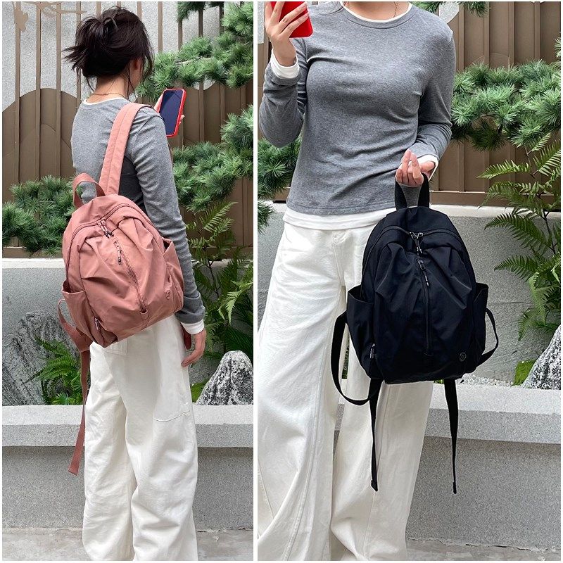 高颜值慵懒风双肩包女大容量帆布休闲背包百搭女士防水登山旅行包