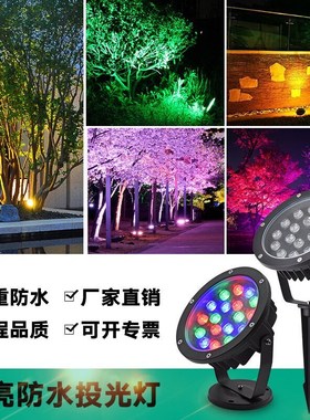 照树灯景观射灯iled射树灯户外防水投光灯插地灯草坪园林地插灯黄