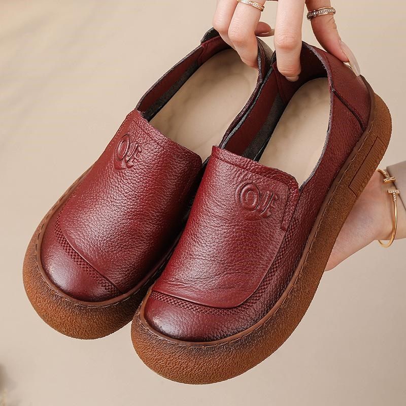 春季新款头层牛皮女鞋舒适软底复古懒人鞋妈妈鞋真皮单鞋圆头皮鞋,女鞋,深口单鞋,淘宝优惠券,粉丝福利购,淘宝优惠卷