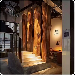 去皮大树干咖啡厅民宿装饰干树枝造景木头装饰圆木柱子