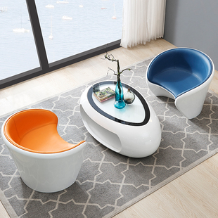 创意弧形皮艺沙发 商务单位茶几 休闲办公室接待洽谈椅