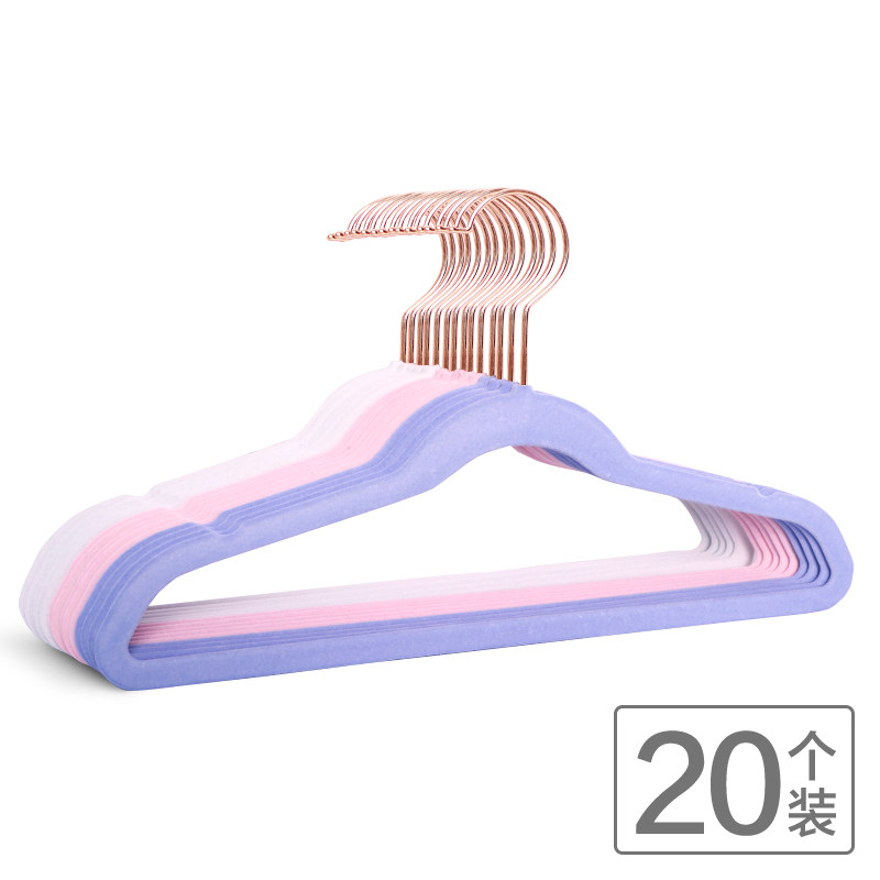 m儿童玫瑰金钩植绒衣架天鹅绒小衣架防滑无痕衣橱专用衣挂撑子