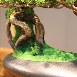 饰品 迎客松盆景新家居客厅玄关办公室茶室架仿真绿植装