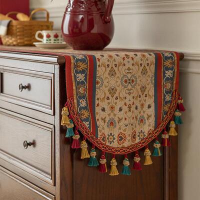 美式复古桌旗轻奢茶几餐桌布长条电视柜鞋柜台面盖巾床尾巾