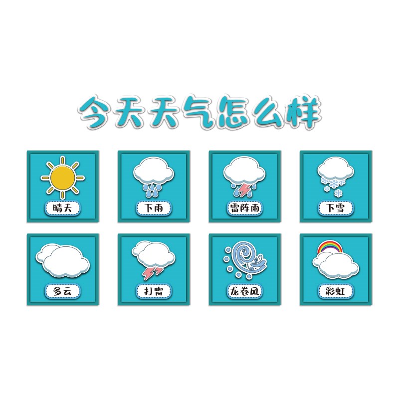 幼儿园墙面装饰天气预报气象站环创主题贴画托管班走廊大厅形布置