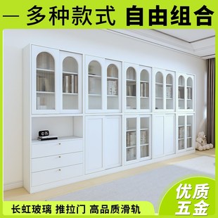 现代简约书架置物架落地组合防尘书柜家用收纳储物柜办公室文件柜