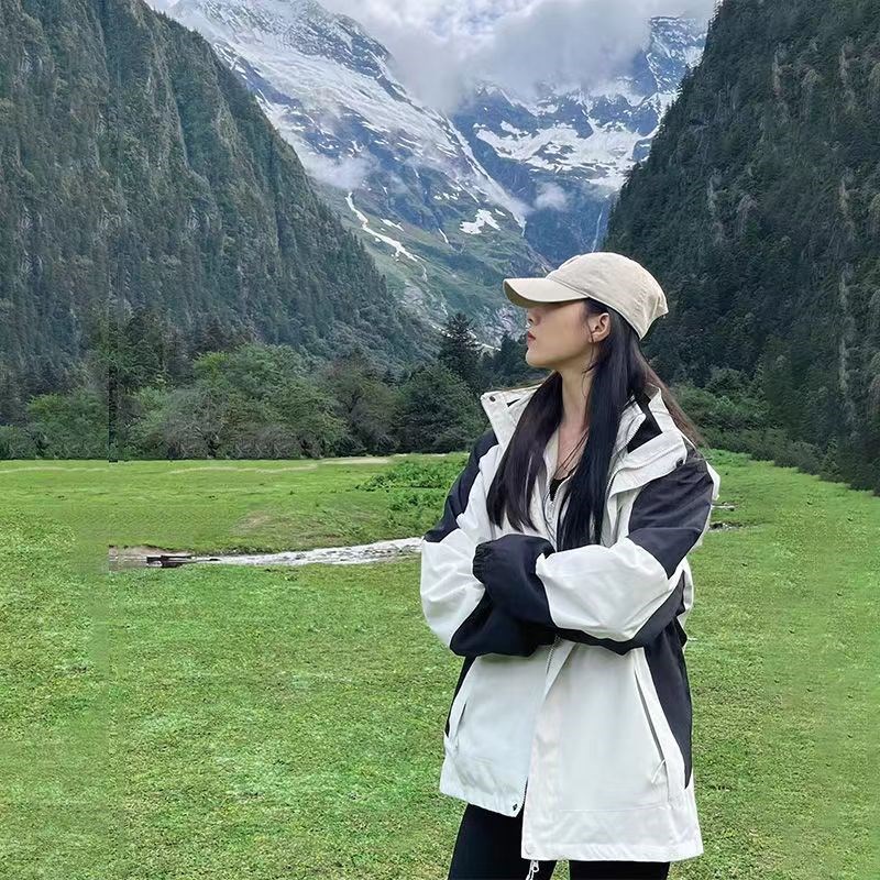 冲锋衣男女户外三合一小个子春秋外套潮牌加绒2024新款防风登山服