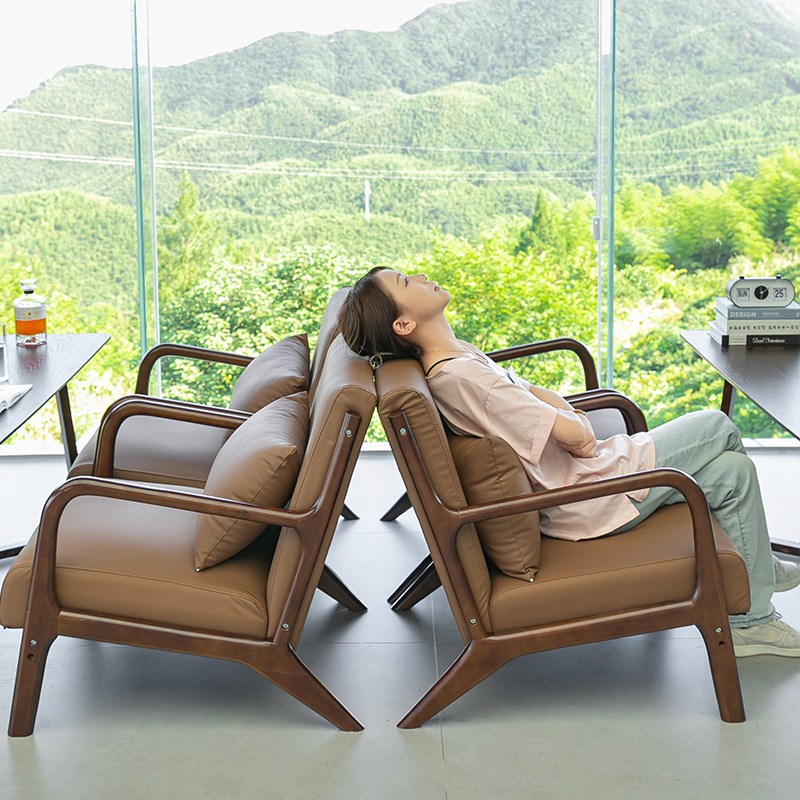 覆古奶茶店桌椅组合轻奢纳帕皮清吧酒吧咖啡厅民宿餐厅单双人沙发