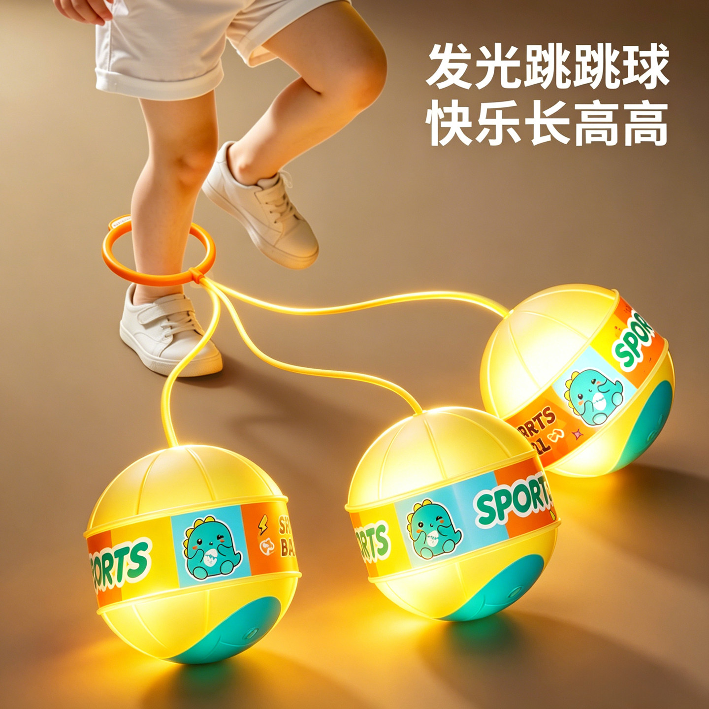 儿童夜光脚环跳跳球甩圈单脚弹跳闪光蹦蹦球弹跳运动脚上呼啦圈