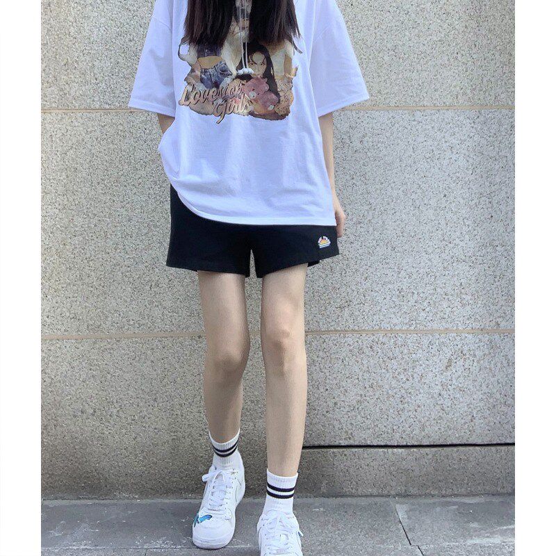 直筒休闲短裤女高腰夏季薄款大码胖mm宽松显瘦小个子阔腿五分裤子