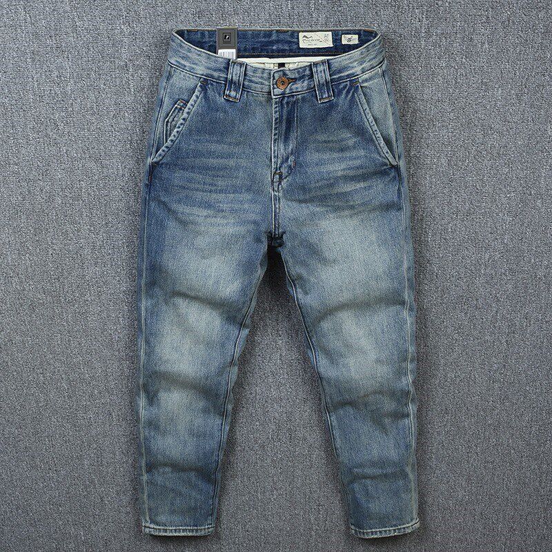 耐磨工作裤子男款春秋季美式外贸宽松直筒工地电焊工干活穿牛仔裤