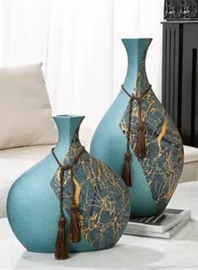 新中式陶瓷花瓶高级感复古花器客厅样板间玄关电视柜桌面装饰摆件