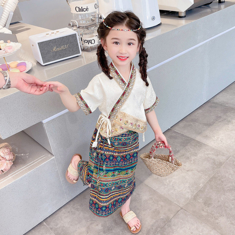 女童夏装套装儿童夏季少数民族风服装女宝宝傣族服饰舞蹈表演出服