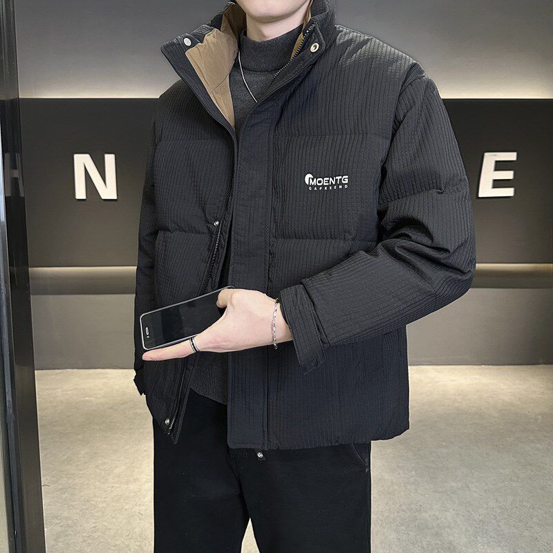高级感羽绒服男立领冬季潮牌2024新款修身短款轻薄外套男加厚冬装