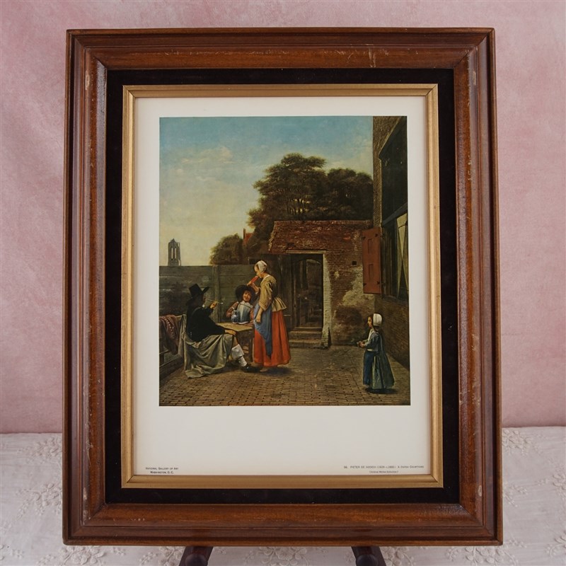 西洋收藏品 实木画框风景人物装饰画 欧式复古居家装饰挂画摆件