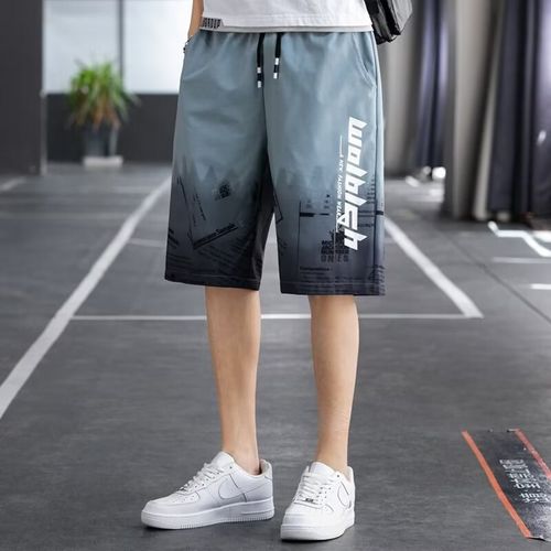 美式潮男短裤夏季薄款宽松男士五分裤子夏天百搭速干外穿马裤男款