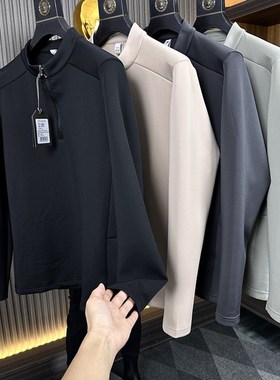 飞禽户外单/轻量化客供空气层!秋季男士纯色半开领运动休闲卫衣