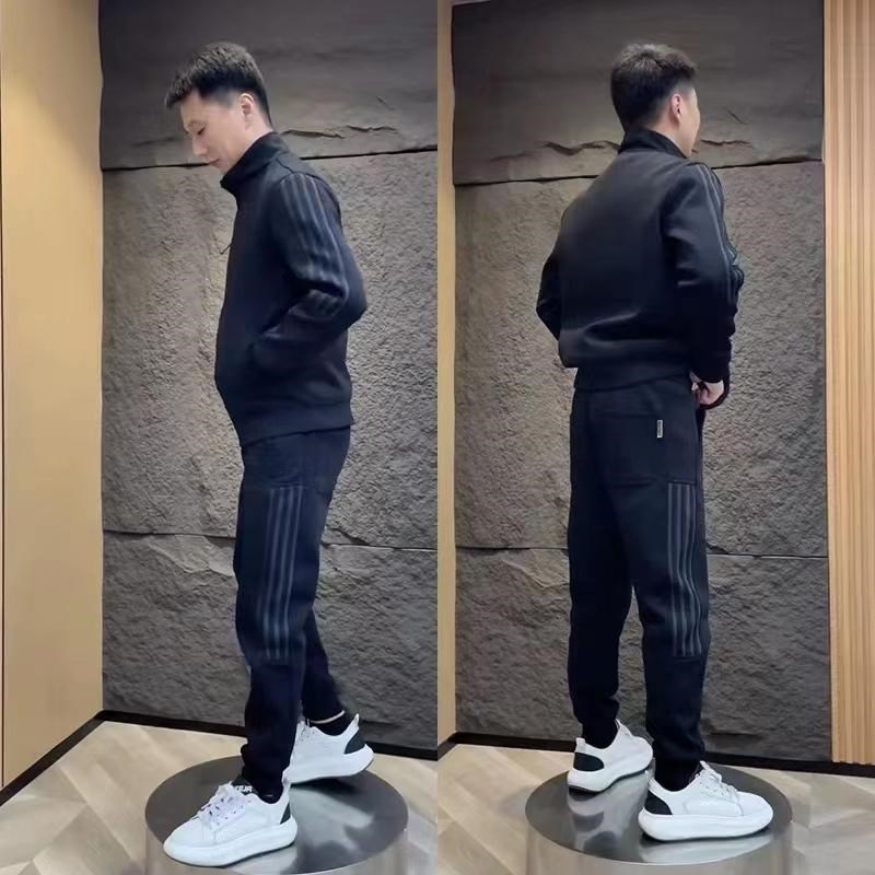 【现货】24666男运动休闲套装百搭简约款长袖长裤拼接整套潮流