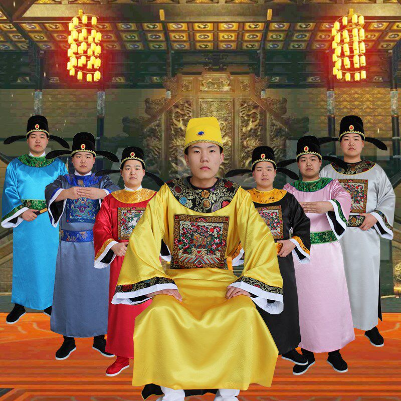 中国风古装圆领汉服长衫男宋朝明制官服大臣演出服装清代皇帝衣服