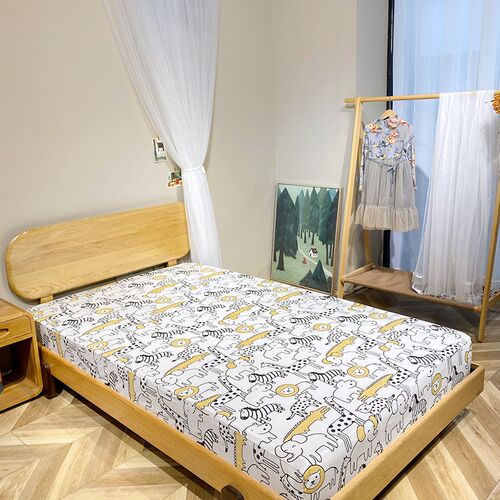 儿童全棉床笠A类60支长绒棉床上席梦思床垫保护套纯棉单人床罩1.5