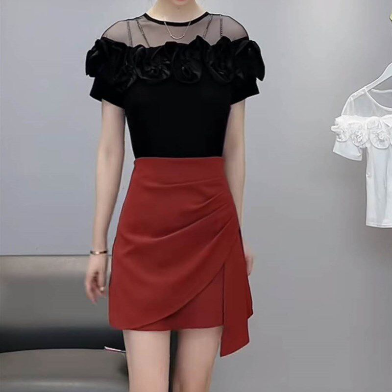 2023夏季高腰显瘦短款半身裙女时尚百搭设计感不规则a字裙包臀裙