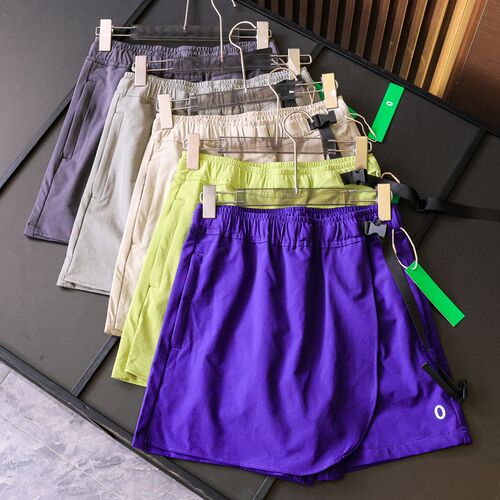 纯色松紧腰卡扣薄款速干防走光宽松阔腿裤夏季新款女短裤裙裤Z863