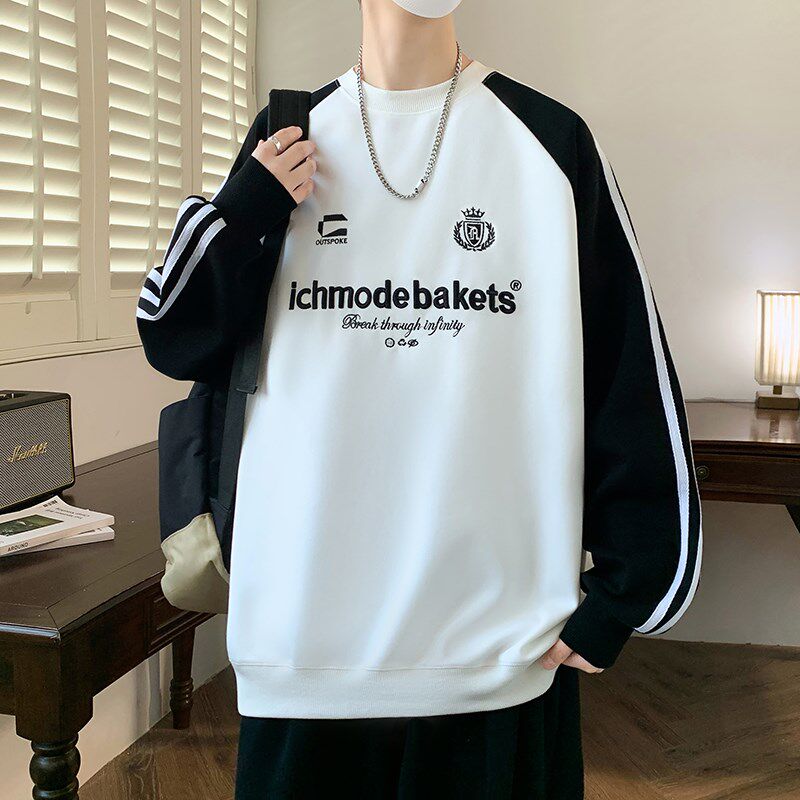 春秋季圆领卫衣男孩初中高中学生长袖t恤青少年大童休闲运动上衣