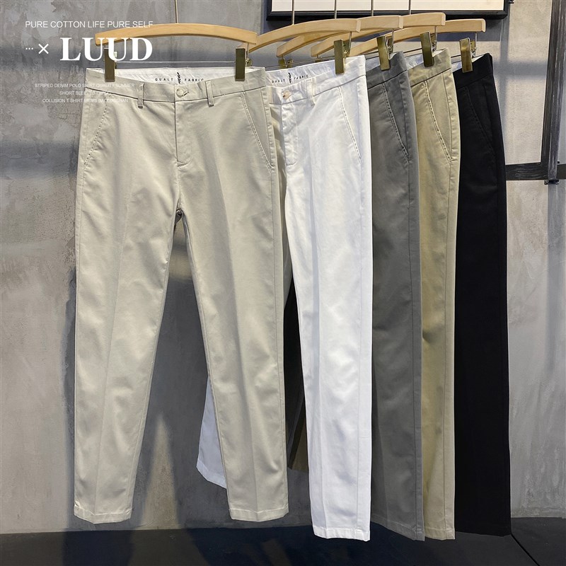 LUUD 新品锥形修身休闲裤男士韩版复古小脚长裤潮流百搭纯棉裤子
