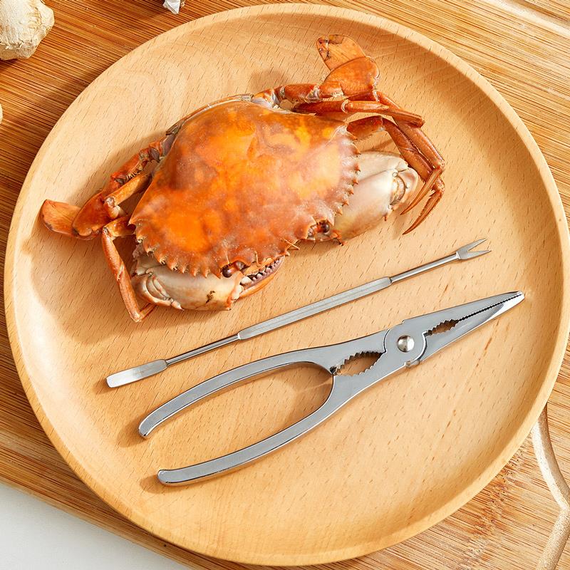 吃蟹工具蟹八件 304拆蟹剪刀剥蟹吃大闸蟹三件套夹蟹钳子专用神器
