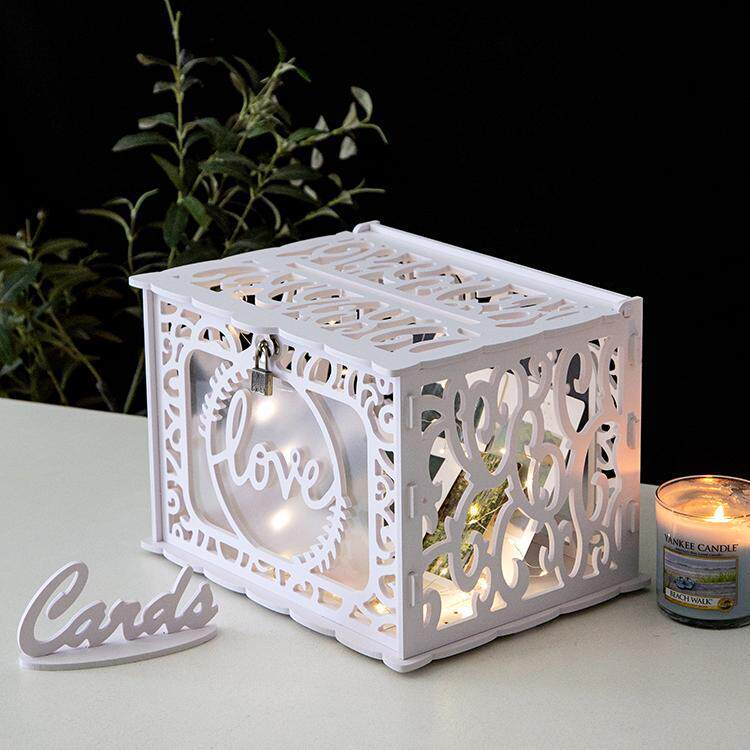 婚庆用品PVC材质镂空压克力灯珠名片婚礼贺卡礼金派对生日签到箱