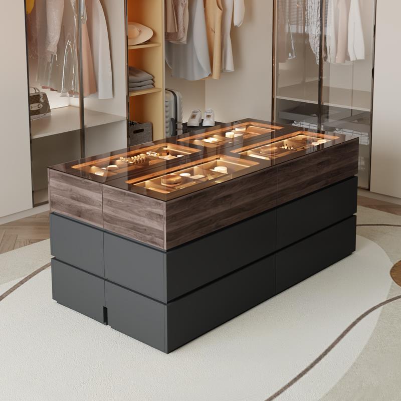 简约衣帽间中岛台家用首饰收纳柜卧室床尾抽屉斗柜饰品展示落地柜