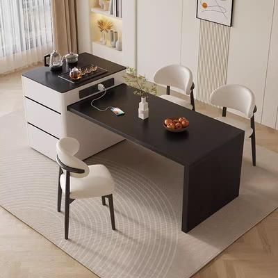 2025新款岩板餐桌一体家用岛台餐桌可伸缩小户型高端轻奢小岛台