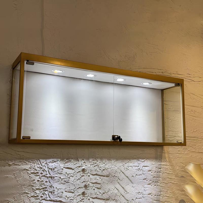 珠宝饰品展示柜上墙吊柜挂壁柜悬空内嵌桌面手办模型小型透明玻璃