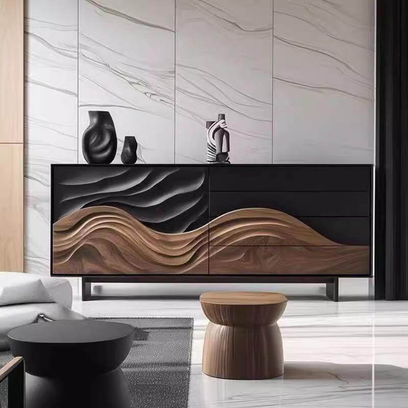 中古极简轻奢玄关柜覆古餐柜入户现代茶水置物柜客厅靠墙收纳柜