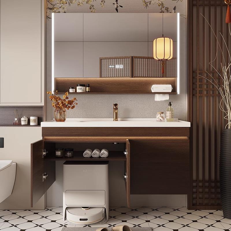 全蜂窝铝扫地机器人浴室柜陶瓷一体化面盆彷古风格浴室面盆柜组合