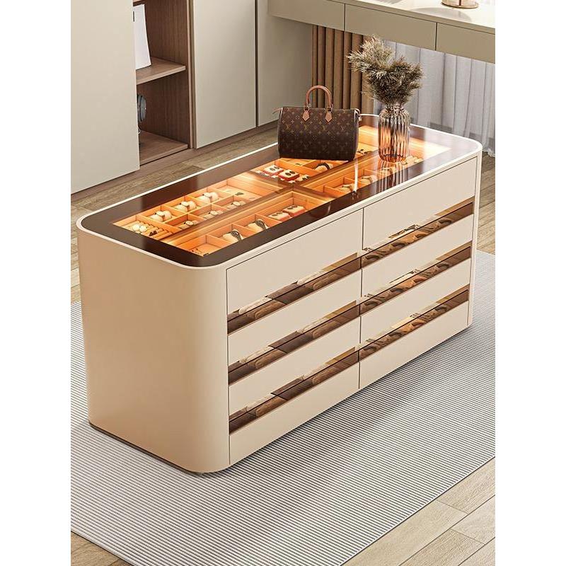 家用米色大衣和帽子精选岛柜陈列落地双面储物岛多功能珠宝柜台