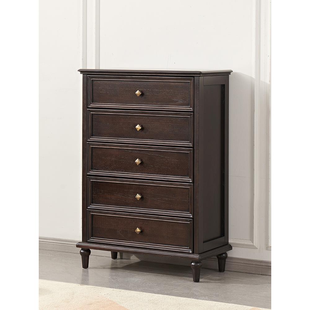 美式纯实木五斗柜卧室家用简约抽屉式轻奢覆古收纳小家具网红实用