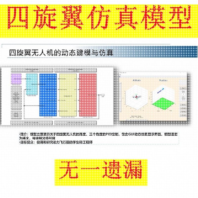 MATLAB/Simulink 四旋翼仿真模型 四轴无人机PID控制2021