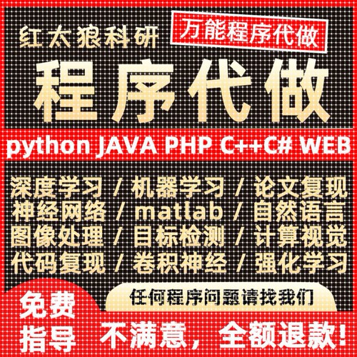 python代编程序机器深度学习代做C#C++C语言php代码定制程序java