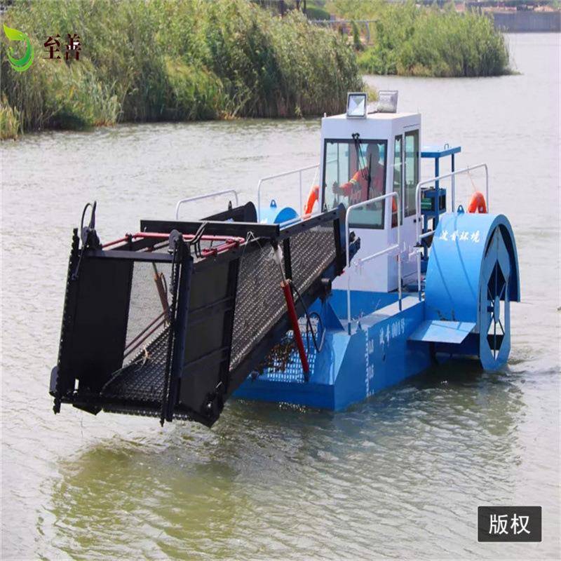 安徽芦苇收割船浮萍蓝藻打捞船全自动水上割草机水草打捞船