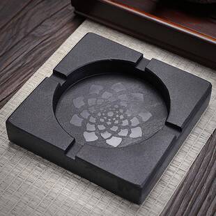乌金石四方烟灰缸家用客厅石制烟灰缸办公室中式大号个性烟灰缸