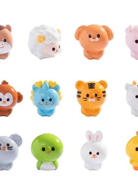 创意可爱十二生肖蛇兔猴猪龙马虎羊萌粒公仔装饰品车载桌面小摆件