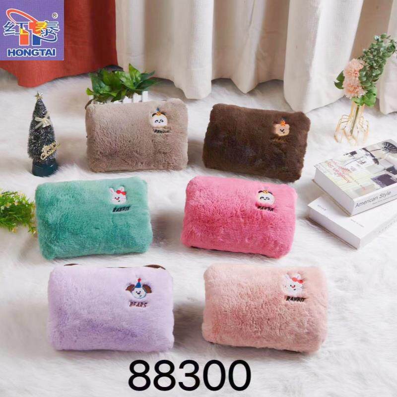 红泰新款热水袋充电式防爆毛绒暖手宝可爱绒布插手可拆洗暖宝宝袋