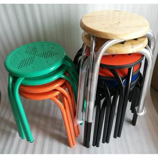 塑料折叠椅圆凳家用加厚实木餐桌方凳加高铁套凳餐厅特惠价