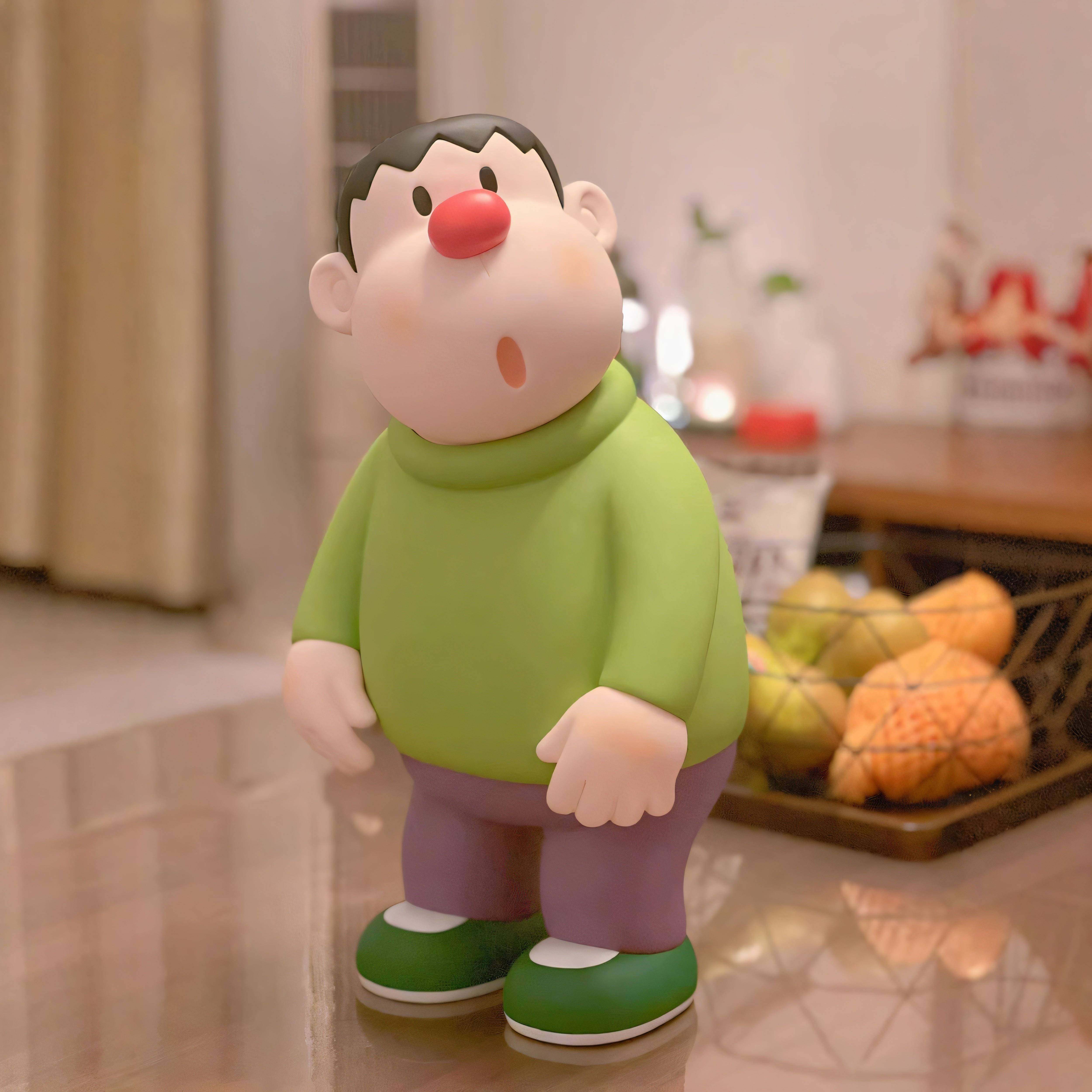 胖虎模型歪头呆萌大号正版家居车载车尾桌面公仔潮玩小摆件存钱罐