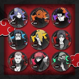 火影忍者徽章吧唧晓组织宇智波鼬带土阿飞迪达拉佩恩谷子动漫周边
