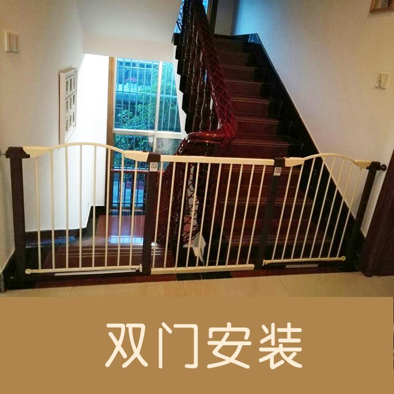 双门安装楼梯口防护栏双向儿童安全门栏婴儿围栏宝宝隔离门宠物狗图片